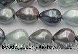 CSB417 12*15.5mm faceted teardrop mixed color shell pearl beads