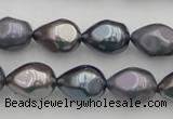 CSB418 12*15.5mm faceted teardrop mixed color shell pearl beads