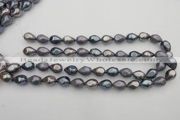 CSB418 12*15.5mm faceted teardrop mixed color shell pearl beads