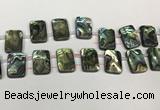 CSB4192 Top drilled 13*18mm rectangle double drilled balone shell beads