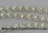 CSB450 15.5 inches 6mm faceted round shell pearl beads