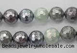 CSB461 15.5 inches 10mm faceted round mixed color shell pearl beads