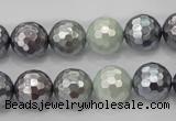 CSB462 15.5 inches 12mm faceted round mixed color shell pearl beads