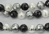 CSB471 15.5 inches 10mm faceted round mixed color shell pearl beads