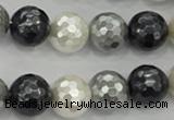 CSB474 15.5 inches 16mm faceted round mixed color shell pearl beads