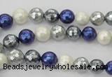 CSB480 15.5 inches 8mm faceted round mixed color shell pearl beads