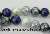 CSB481 15.5 inches 10mm faceted round mixed color shell pearl beads