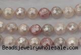 CSB490 15.5 inches 8mm faceted round mixed color shell pearl beads