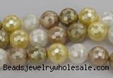 CSB521 15.5 inches 10mm faceted round mixed color shell pearl beads