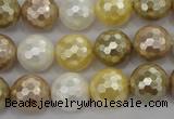 CSB523 15.5 inches 14mm faceted round mixed color shell pearl beads