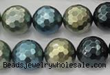 CSB534 15.5 inches 16mm faceted round mixed color shell pearl beads