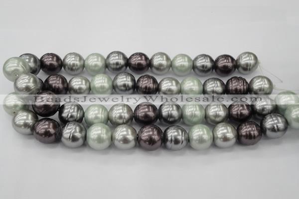 CSB651 15.5 inches 18mm whorl round mixed color shell pearl beads