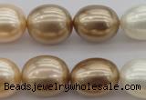 CSB678 15.5 inches 16*19mm oval mixed color shell pearl beads