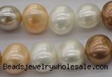 CSB695 15.5 inches 13*15mm oval mixed color shell pearl beads