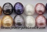 CSB696 15.5 inches 13*15mm oval mixed color shell pearl beads