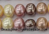 CSB699 15.5 inches 13*15mm oval mixed color shell pearl beads