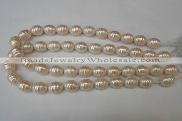 CSB885 15.5 inches 13*16mm whorl teardrop shell pearl beads wholesale