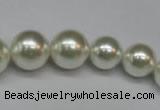 CSB920 15.5 inches 8mm - 14mm round shell pearl beads wholesale