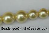 CSB923 15.5 inches 8mm - 14mm round shell pearl beads wholesale