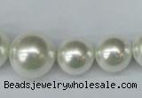 CSB930 15.5 inches 8mm - 16mm round shell pearl beads wholesale