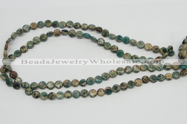 CSE5007 15.5 inches 8mm flat round natural sea sediment jasper beads