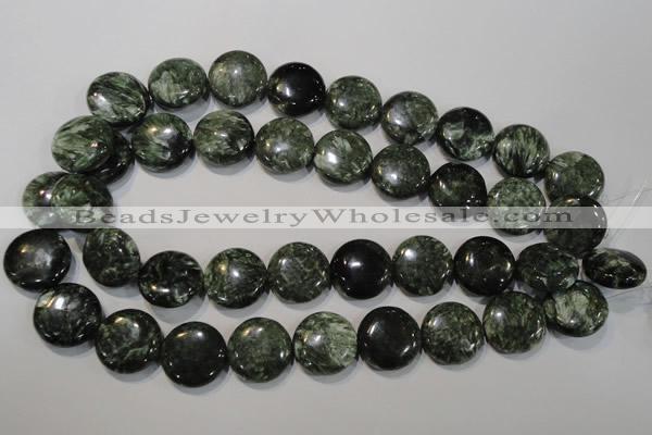 CSH126 15.5 inches 20mm flat round natural seraphinite gemstone beads