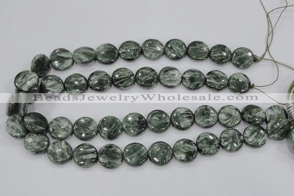 CSH53 15 inches 16mm flat round natural seraphinite gemstone beads