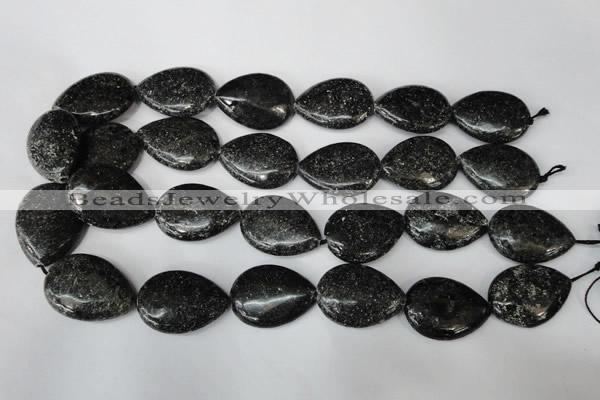 CSI107 15.5 inches 22*30mm flat teardrop silver scale stone beads