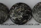 CSI30 15.5 inches 30mm flat round silver scale stone beads wholesale