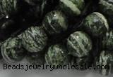 CSJ05 15.5 inches 12mm round green silver line jasper beads wholesale