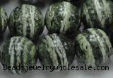 CSJ07 15.5 inches 16mm round green silver line jasper beads wholesale