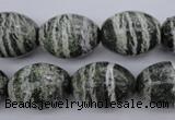 CSJ103 15.5 inches 15*20mm rice green silver line jasper beads