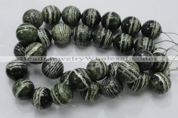 CSJ11 15.5 inches 25mm round green silver line jasper beads wholesale