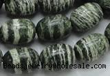 CSJ16 15.5 inches 13*18mm egg-shaped green silver line jasper beads