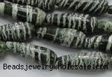 CSJ22 15.5 inches 10*30mm teardrop green silver line jasper beads