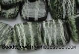 CSJ29 15.5 inches 20*20mm square green silver line jasper beads