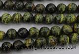 CSJ292 15.5 inches 8mm round dyed green silver line jasper beads