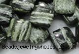 CSJ31 15.5 inches 15*15mm diamond green silver line jasper beads