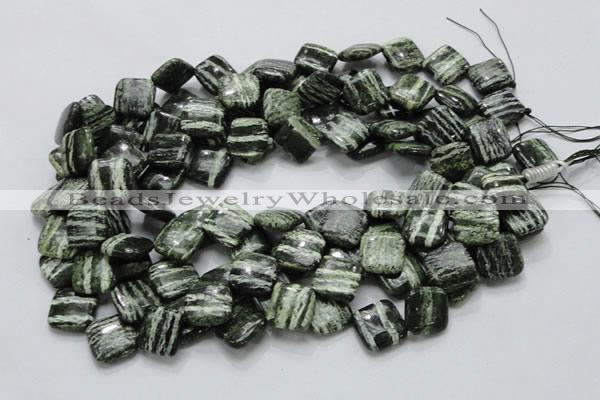 CSJ31 15.5 inches 15*15mm diamond green silver line jasper beads