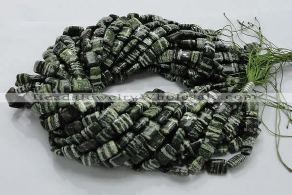 CSJ36 15.5 inches 10*14mm rectangle green silver line jasper beads