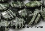 CSJ53 15.5 inches 15*20mm oval green silver line jasper beads