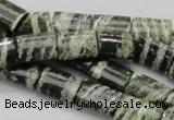 CSJ60 15.5 inches 10*14mm rectangle green silver line jasper beads