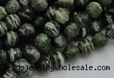 CSJ64 15.5 inches 8mm faceted round green silver line jasper beads