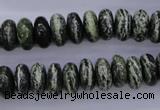 CSJ89 15.5 inches 6*12mm rondelle green silver line jasper beads