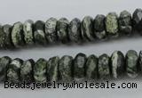 CSJ95 15.5 inches 5*10mm faceted rondelle green silver line jasper beads