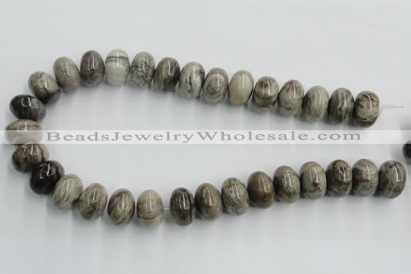 CSL04 15.5 inches 12*20mm rondelle silver leaf jasper beads wholesale