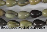 CSL104 15.5 inches 10*14mm teardrop silver leaf jasper beads wholesale