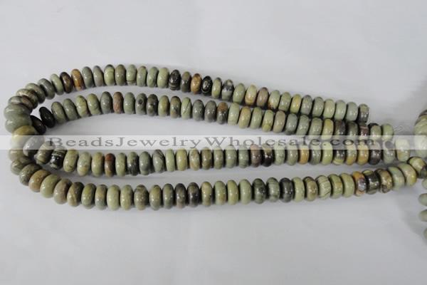 CSL109 15.5 inches 6*12mm rondelle silver leaf jasper beads wholesale