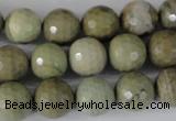 CSL112 15.5 inches 12mm faceted round silver leaf jasper beads