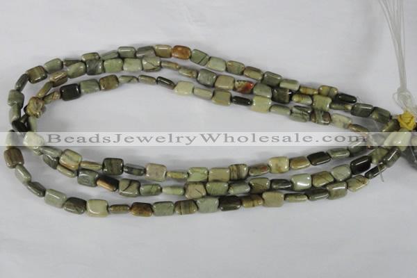 CSL119 15.5 inches 8*10mm rectangle silver leaf jasper beads wholesale